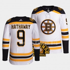 Boston Bruins 2022-23 Authentic Primegreen Garnet Hathaway #9 White Jersey Away
